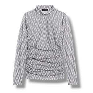 NWT Banana Republic Size M Print Mesh Mock-Neck Semi Sheer Pullover Top